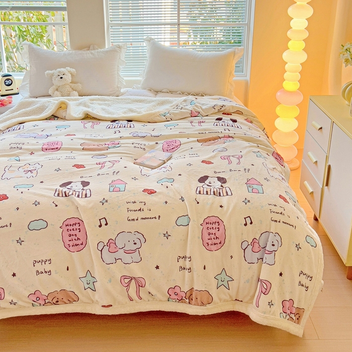 91家纺网 家纺一手货源 找家纺 鑫喜莱家纺 2024新款牛奶绒羊羔绒盖毯毛毯毯子午睡毯 宠物日记