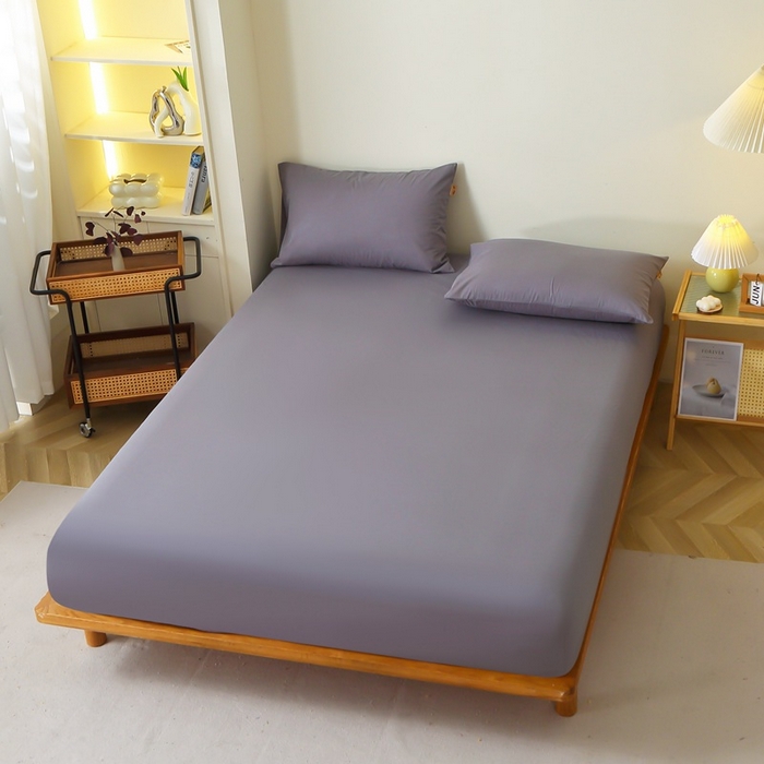 91家纺网 家纺一手货源 找家纺 晶缦家纺 2024新款全棉13376纯色喷气全棉磨毛单品床笠 暖芸馨-深青灰