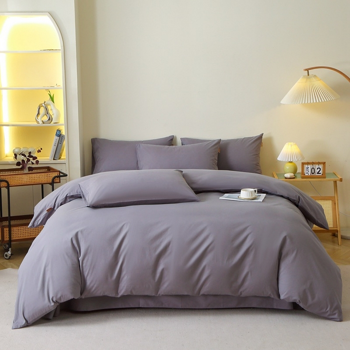 91家纺网 家纺一手货源 找家纺 晶缦家纺 2024新款全棉13376纯色喷气全棉磨毛四件套 暖芸馨-深青灰