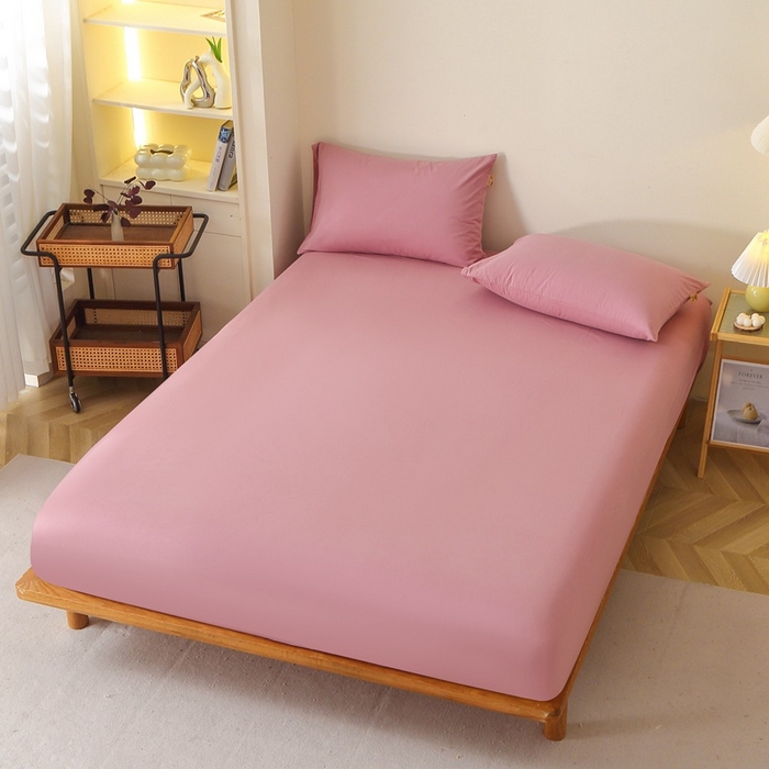 91家纺网 家纺一手货源 找家纺 晶缦家纺 2024新款全棉13376纯色喷气全棉磨毛单品床笠 暖芸馨-山黎豆红