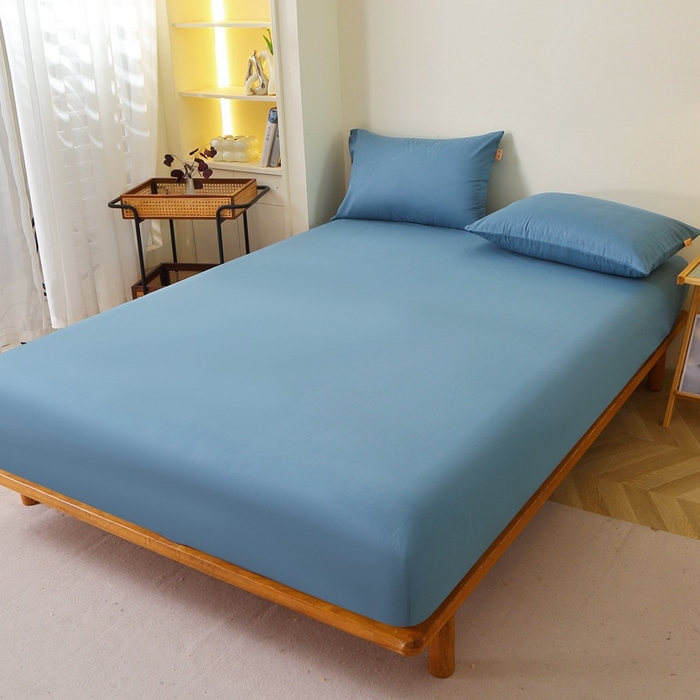 91家纺网 家纺一手货源 找家纺 晶缦家纺 2024新款全棉13376纯色喷气全棉磨毛单品床笠 暖芸馨-蝶翅蓝