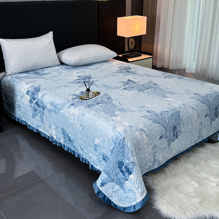 91家纺网 家纺一手货源 找家纺 有品 2025年牛奶绒花边5D跑量款夹棉床盖 国雅