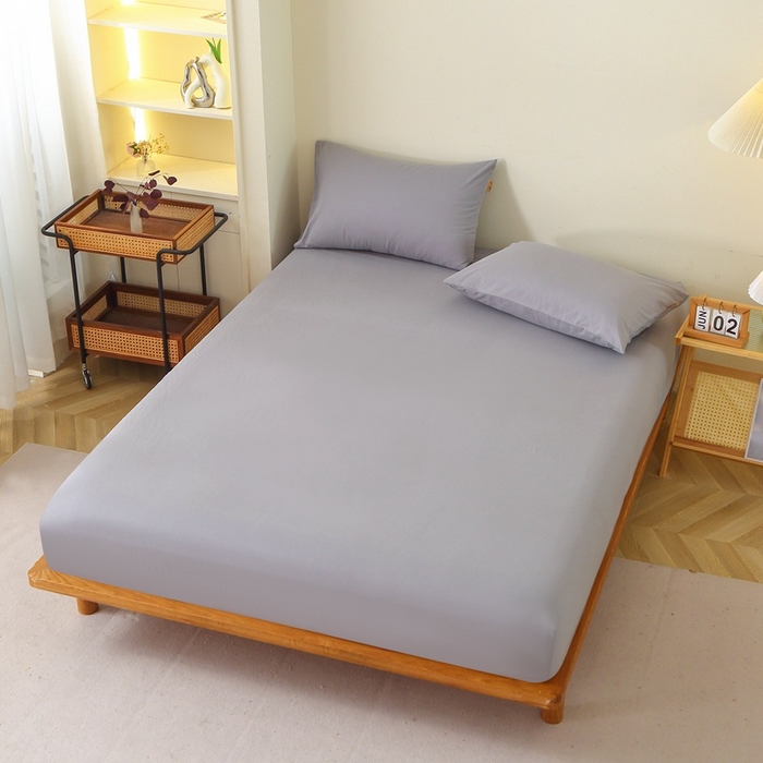 91家纺网 家纺一手货源 找家纺 晶缦家纺 2024新款全棉13376纯色喷气全棉磨毛单品床笠 暖芸馨-浅青灰