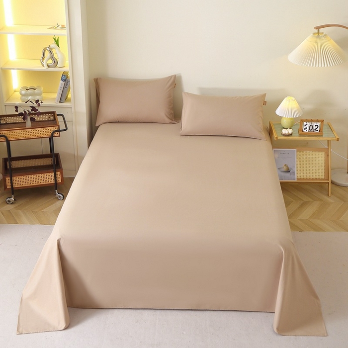 91家纺网 家纺一手货源 找家纺 晶缦家纺 2024新款全棉13376纯色喷气全棉磨毛单品床单 暖芸馨-鹿角棕