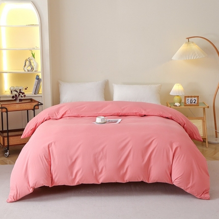 晶缦家纺 2024新款全棉13376纯色喷气全棉磨毛单品被套 暖芸馨-蕊红玉