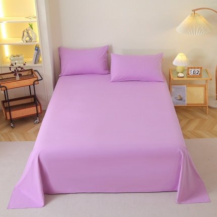 晶缦家纺 2024新款全棉13376纯色喷气全棉磨毛单品床单 暖芸馨-雾紫色