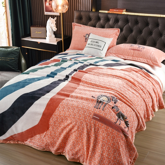 91家纺网 家纺一手货源 找家纺 好艺佳毛毯 2025新款升级多功能3D数码印花毛毯 被套两用拉舍尔云毯 心想事橙