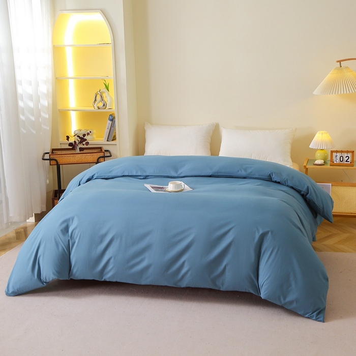 91家纺网 家纺一手货源 找家纺 晶缦家纺 2024新款全棉13376纯色喷气全棉磨毛单品被套 暖芸馨-蝶翅蓝