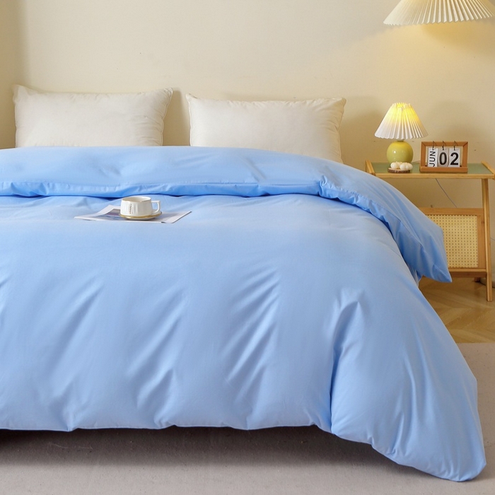 91家纺网 家纺一手货源 找家纺 晶缦家纺 2024新款全棉13376纯色喷气全棉磨毛单品被套 暖芸馨-淡天兰