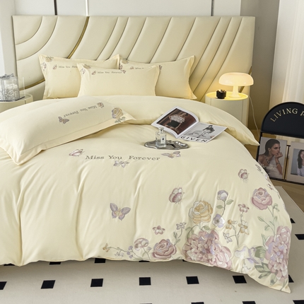 梧桐家居 2024新款玫瑰花系列四件套 玫瑰-米黄