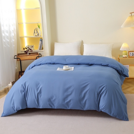 晶缦家纺 2024新款全棉13376纯色喷气全棉磨毛单品被套 暖芸馨-靛青蓝