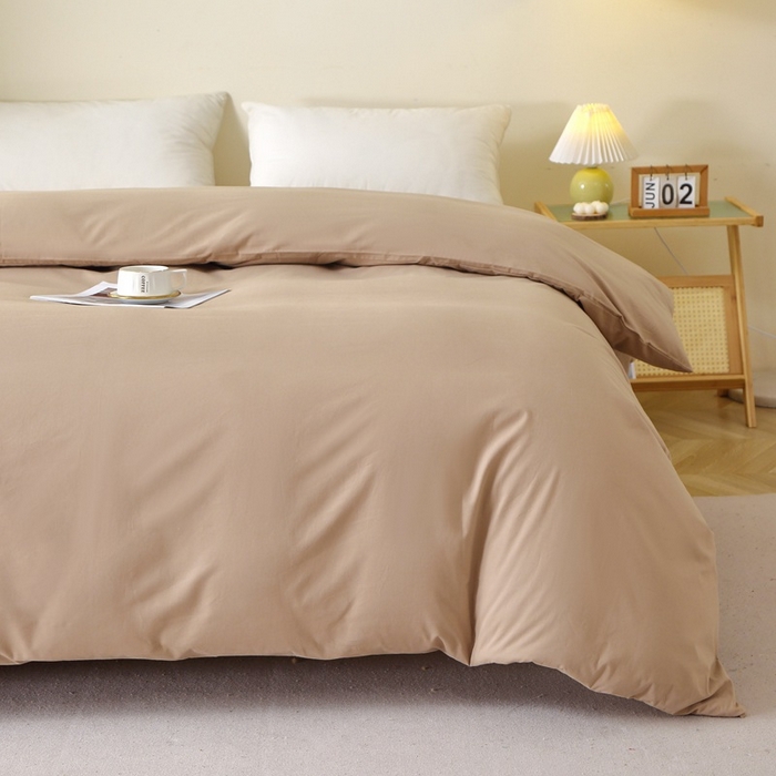 91家纺网 家纺一手货源 找家纺 晶缦家纺 2024新款全棉13376纯色喷气全棉磨毛单品被套 暖芸馨-鹿角棕