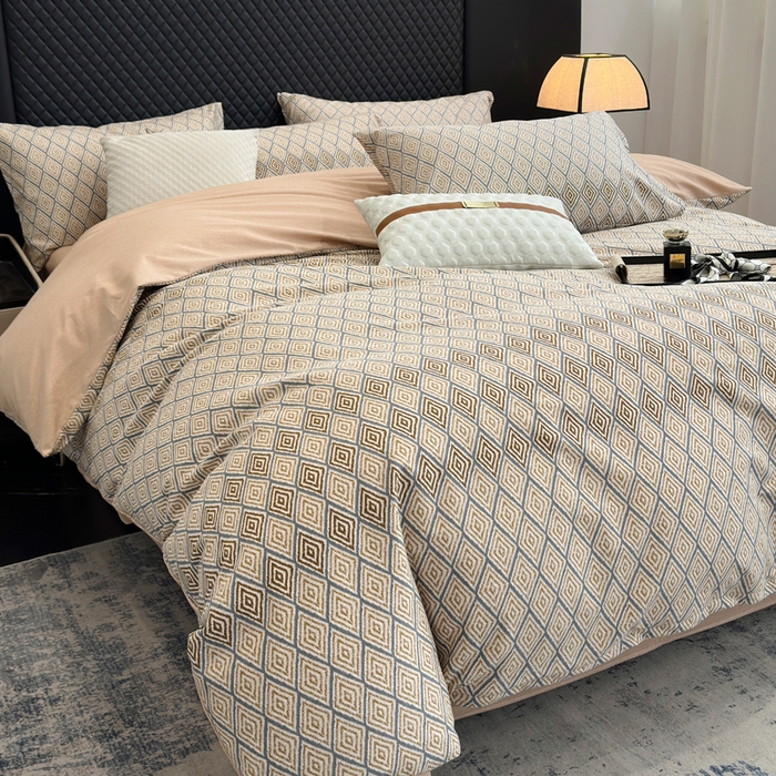 91家纺网 家纺一手货源 找家纺 怡家居 2024新款全棉磨毛印花四件套 摩纳哥