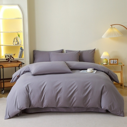 91家纺网 家纺一手货源 找家纺 （总）2025新款100%棉13376纯色喷气全棉磨毛四件套素色保暖加厚纯棉床单款床笠款学生宿舍三件套