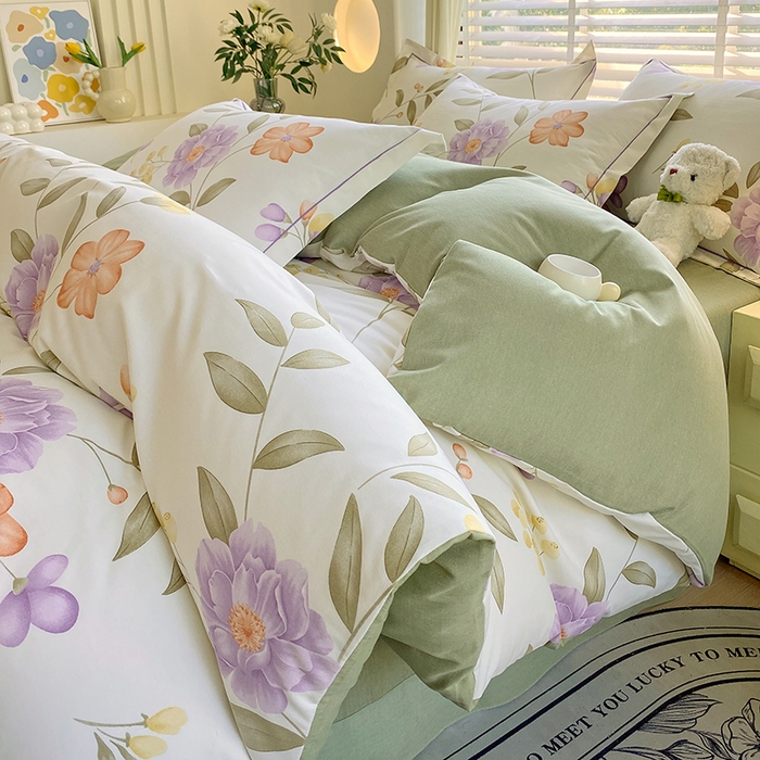 91家纺网 家纺一手货源 找家纺 威布斯 2025新款加厚纯棉全棉磨毛三件套四件套 秋天童话-黄