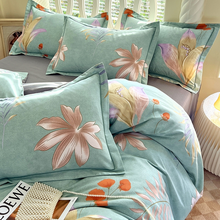 91家纺网 家纺一手货源 找家纺 威布斯 2025新款加厚纯棉全棉磨毛三件套四件套 绿野仙踪-绿灰