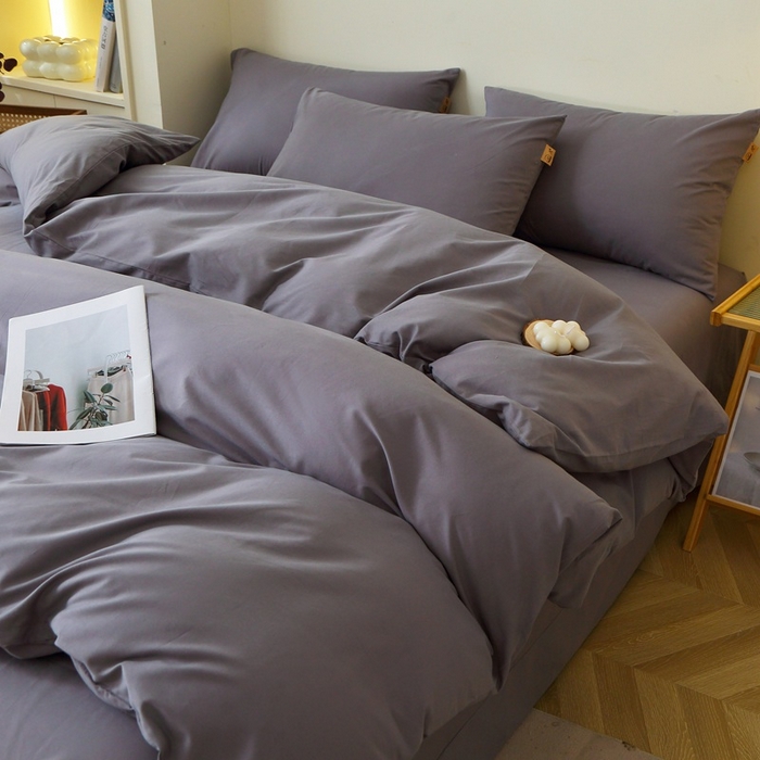 91家纺网 家纺一手货源 找家纺 晶缦家纺 2024新款全棉13376纯色喷气全棉磨毛四件套 暖芸馨-深青灰