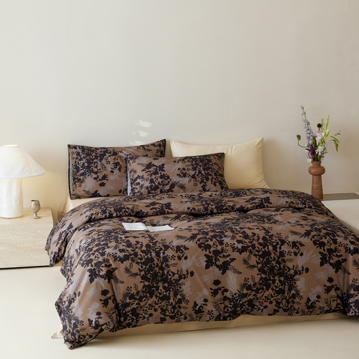 91家纺网 家纺一手货源 找家纺 怡家居 2024新款全棉磨毛印花四件套 墨染