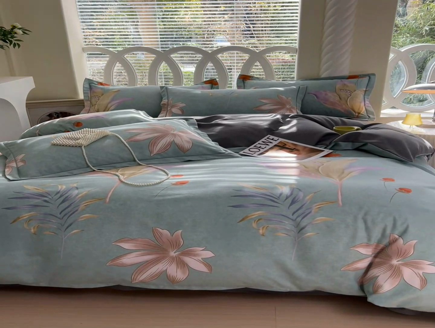 91家纺网 家纺一手货源 找家纺 威布斯 2025新款加厚纯棉全棉磨毛三件套四件套 绿野仙踪-绿灰