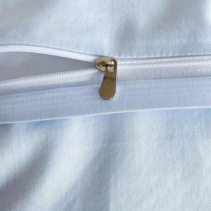 91家纺网 家纺一手货源 找家纺  【A类母婴级】100支长绒棉四件套全棉纯棉重工高端刺绣拼接被套简约床单床笠款床上用品 澜梦-沁水蓝