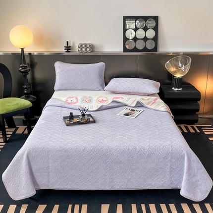茉夕家纺 2024新款奶芙纯棉牛奶绒水洗床盖 奶芙-紫色
