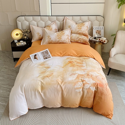 91家纺网 家纺一手货源 找家纺 梧桐树 2025新款100%全棉大版全棉磨毛四件套 左岸