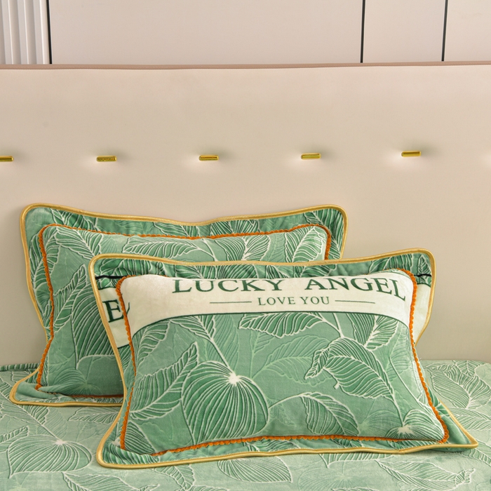 91家纺网 家纺一手货源 找家纺 静缘分 2025新款230克特厚8.5斤牛奶绒金貂绒床裙款保暖四件套-一叶知秋