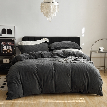 千朵森 2024新款加厚提花牛奶绒四件套-年纪 风格一 年纪-灰