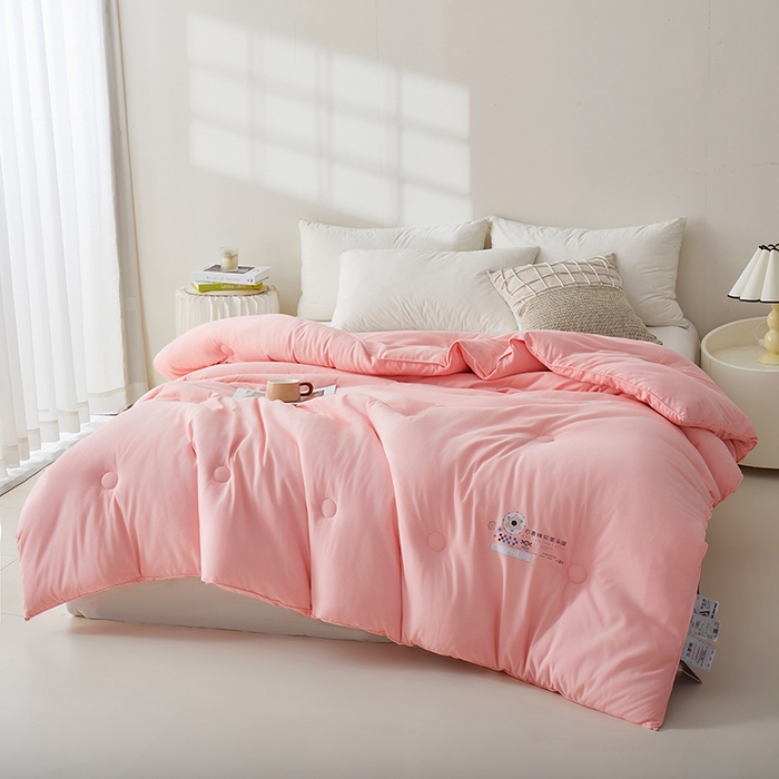 91家纺网 家纺一手货源 找家纺 梦恬佳 2024新款A类亲肤棉石墨烯远红外线自发热抗菌冬被被芯 粉色