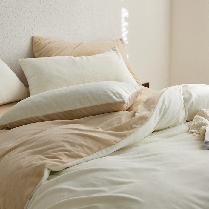 91家纺网 家纺一手货源 找家纺 （总）千朵森 2024新款高克重纯色牛奶绒四件套