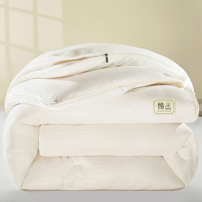 91家纺网 家纺一手货源 找家纺 森璐家纺 2024新款1原棉提花大豆子母被（提供买家秀） 奶昔白