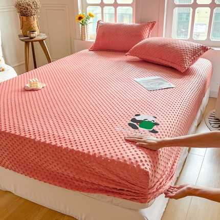 91家纺网 家纺一手货源 找家纺 （总）美宜家 2025新款加厚宝宝绒暖豆豆绒纯色烫画安抚床笠