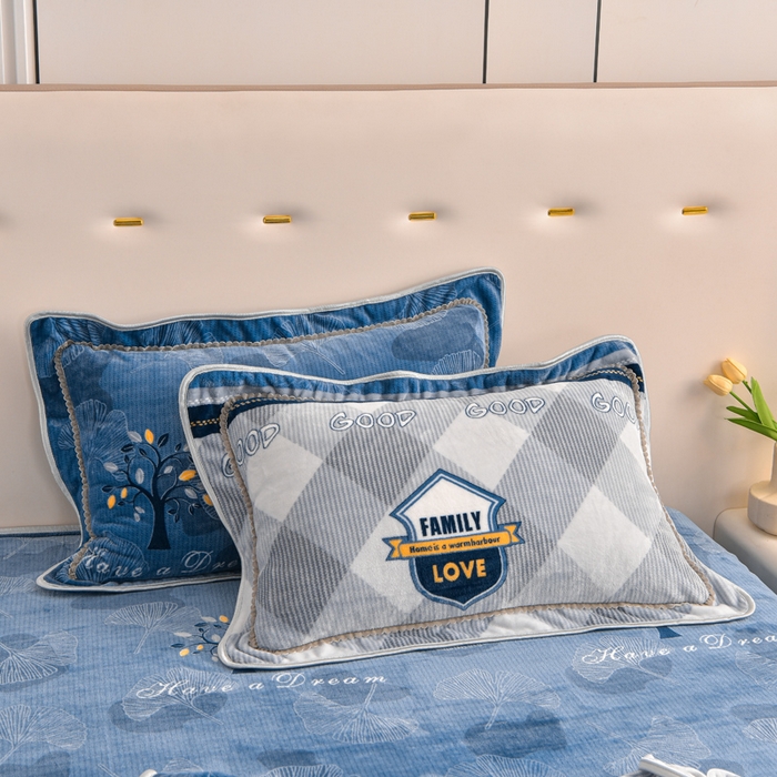 91家纺网 家纺一手货源 找家纺 静缘分 2025新款230克特厚8.5斤牛奶绒金貂绒床裙款保暖四件套-落叶纷飞