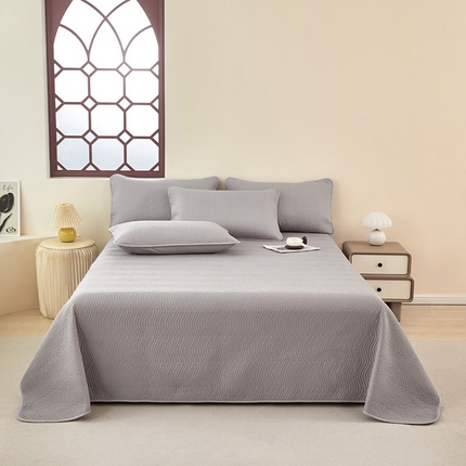 91家纺网 家纺一手货源 找家纺 （总）莎果家纺 2024新款13372双面纯棉高温砂洗纯色床盖可搭配床盖四件套