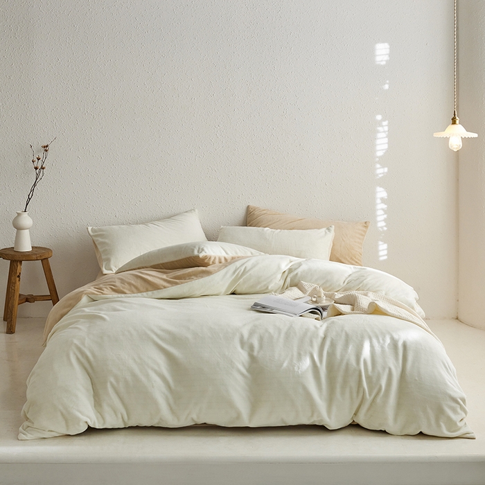 91家纺网 家纺一手货源 找家纺 （总）千朵森 2024新款高克重纯色牛奶绒四件套