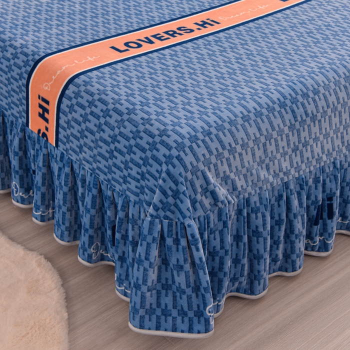 91家纺网 家纺一手货源 找家纺 静缘分 2025新款230克特厚8.5斤牛奶绒金貂绒床裙款保暖四件套-一帆风顺