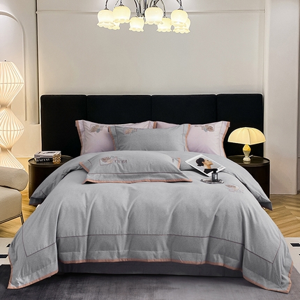 91家纺网 家纺一手货源 找家纺 （总）蒂爵 全棉纯棉全棉长绒棉肌理纹磨毛绣花四件套洛卡