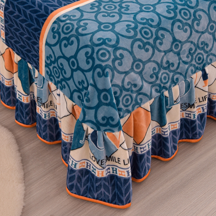 91家纺网 家纺一手货源 找家纺 静缘分 2025新款230克特厚8.5斤牛奶绒金貂绒床裙款保暖四件套-简约格调