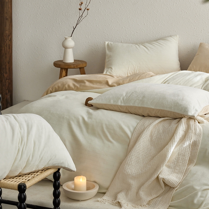 91家纺网 家纺一手货源 找家纺 （总）千朵森 2024新款高克重纯色牛奶绒四件套