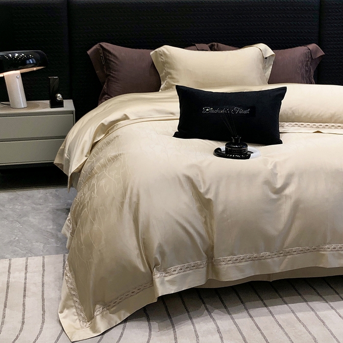 91家纺网 家纺一手货源 找家纺 （总）黑白森林 2024新款高支天丝棉提花四件套系列-西洛