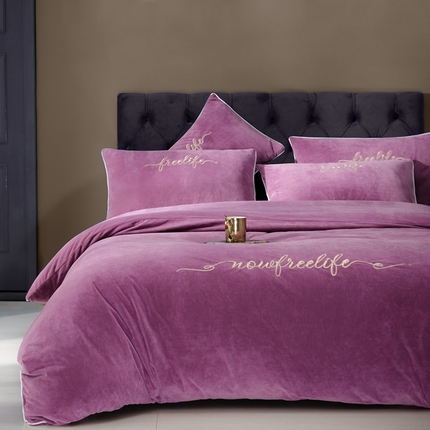 千朵森 2024新款高端锦丝绒四件套-杰西卡 风格一 杰西卡-紫色