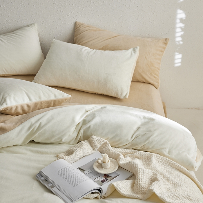 91家纺网 家纺一手货源 找家纺 （总）千朵森 2024新款高克重纯色牛奶绒四件套