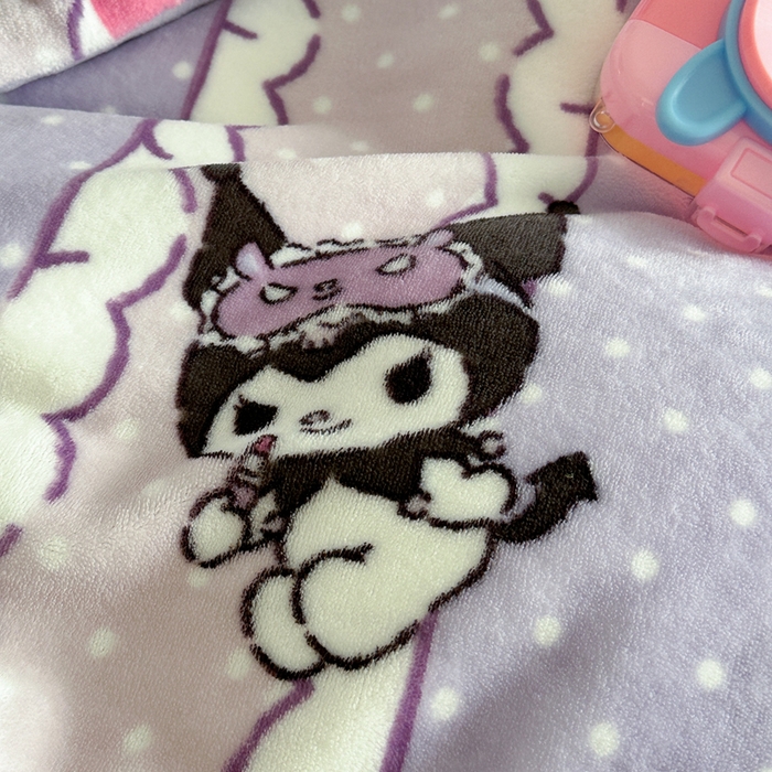 91家纺网 家纺一手货源 找家纺 2024新款三丽鸥高克重牛奶绒四件套 安睡库洛米