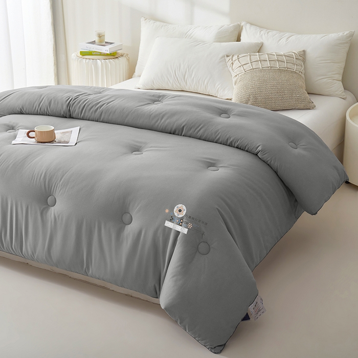 91家纺网 家纺一手货源 找家纺 梦恬佳 2024新款A类亲肤棉石墨烯远红外线自发热抗菌冬被被芯 灰色