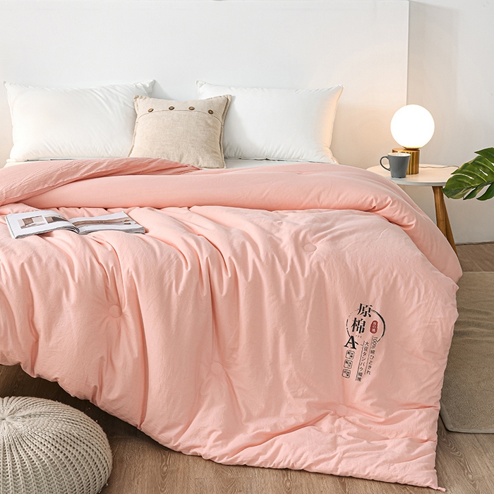 91家纺网 家纺一手货源 找家纺 柏薇 2024新款A类针织棉原棉大豆被春秋被冬被被子被芯四季被 玉色