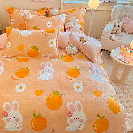 91家纺网 家纺一手货源 找家纺 （总）名兮家居 2024新款卡通时尚风高克重牛奶绒四件套