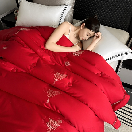 雅高家居 2024新款【家有喜事】-臻品高密贡缎提花剪花婚庆工艺被冬被 喜结良缘