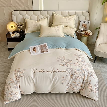 91家纺网 家纺一手货源 找家纺 梧桐树 2025新款100%全棉大版全棉磨毛四件套 水榭花都