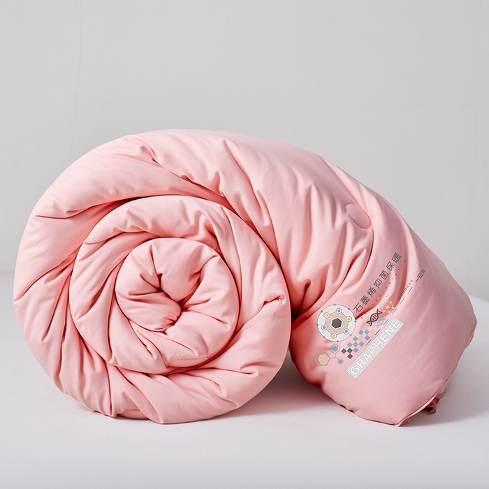 91家纺网 家纺一手货源 找家纺 梦恬佳 2024新款A类亲肤棉石墨烯远红外线自发热抗菌冬被被芯 粉色