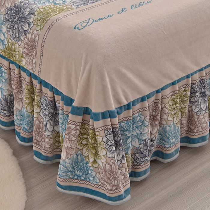 91家纺网 家纺一手货源 找家纺 静缘分 2025新款230克特厚8.5斤牛奶绒金貂绒床裙款保暖四件套-绚丽多彩